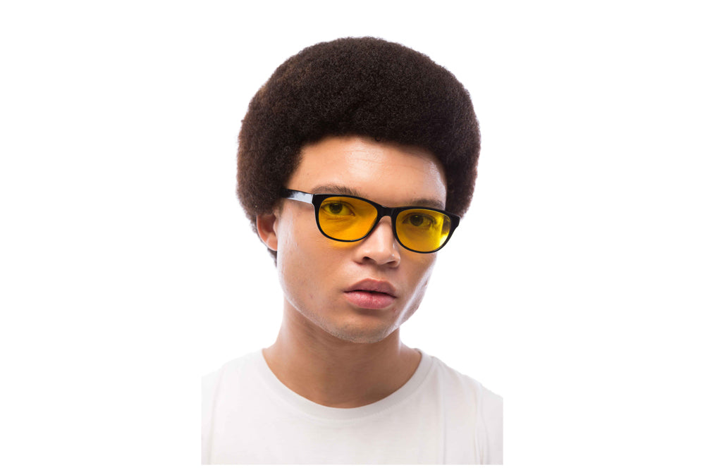 Man Wearing Morris Light Sensitivity Glasses Prescription