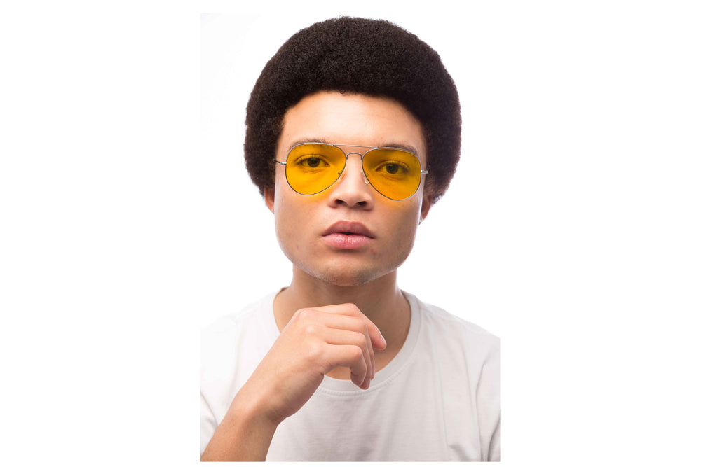 Man Wearing Maverick Light Sensitivity Glasses Prescription