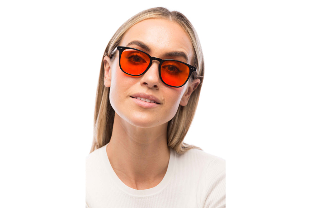 Woman Wearing Parker Blue Light Blocking Glasses