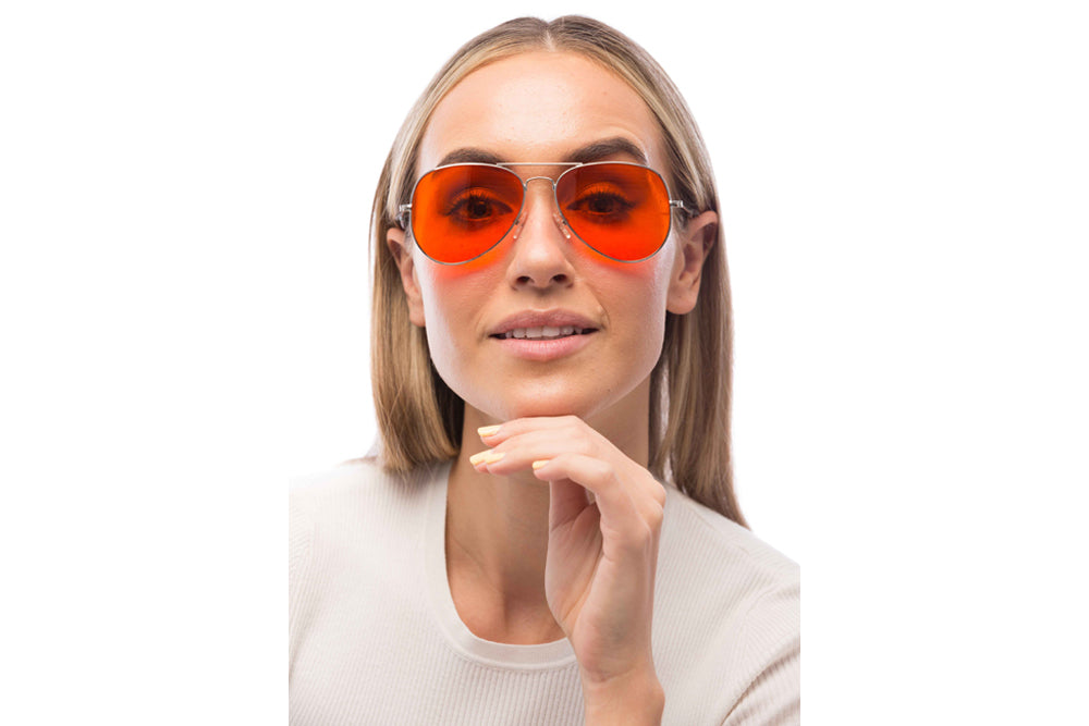 Woman Wearing Maverick Blue Light Blocking Glasses Prescription