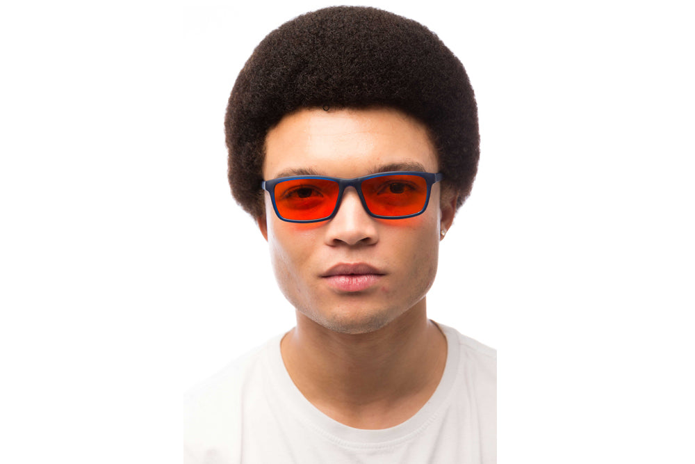 Man Wearing Hudson Blue Light Blocking Glasses Readers